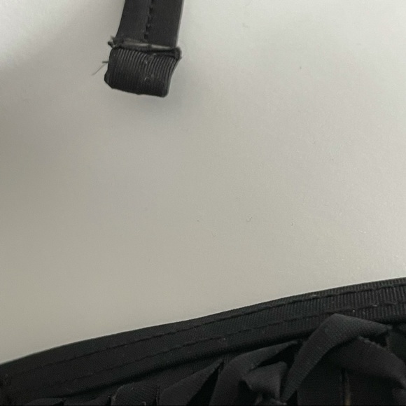 Guess Leopard Bandeau Bikini Top Only with Black Fringe Size Large - Picture 7 of 9